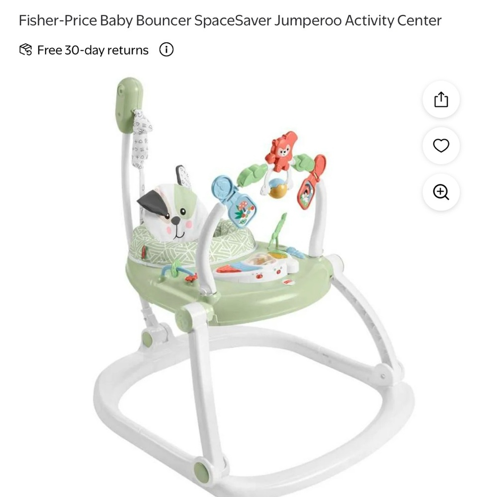 SOLD - Fisher-Price Green and White Baby Jumperoo - NIB